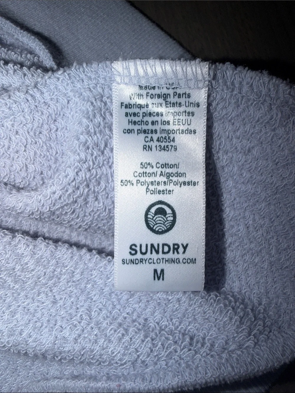 Sundry Lavender French Terry V-Neck Sweatshirt Pullover Medium Made in USA